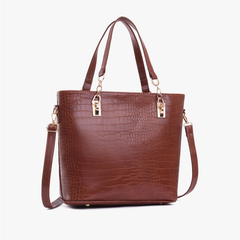 Set 6 Genti Textură Piele de Crocodil, Maro