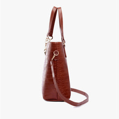 Set 6 Genti Textură Piele de Crocodil, Maro