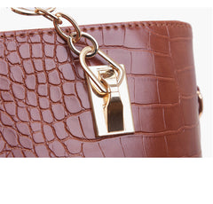 Set 6 Genti Textură Piele de Crocodil, Maro