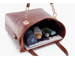 Set 6 Genti Textură Piele de Crocodil, Maro