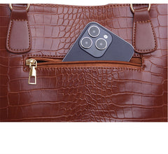 Set 6 Genti Textură Piele de Crocodil, Maro