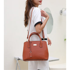 Set 6 Genti Tesătură din Piele Ecologică Maro