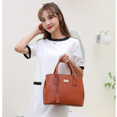 Set 6 Genti Tesătură din Piele Ecologică Maro