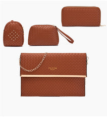 Set 6 Genti Tesătură din Piele Ecologică Maro