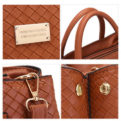 Set 6 Genti Tesătură din Piele Ecologică Maro