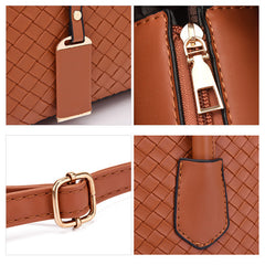 Set 6 Genti Tesătură din Piele Ecologică Maro