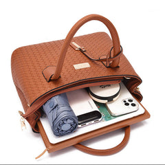 Set 6 Genti Tesătură din Piele Ecologică Maro