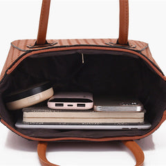 Set 6 Genti Tesătură din Piele Ecologică Maro