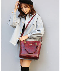 Set 6 Genți Burgundy - Piele Ecologică, Accente Aurii