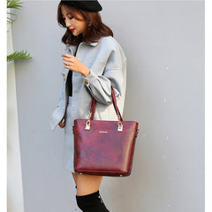 Set 6 Genți Burgundy - Piele Ecologică, Accente Aurii