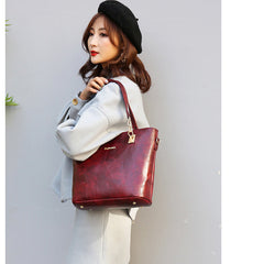 Set 6 Genți Burgundy - Piele Ecologică, Accente Aurii