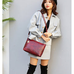 Set 6 Genți Burgundy - Piele Ecologică, Accente Aurii