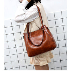 Set 4 Genti Vintage Cognac, Piele ecologică fină maro