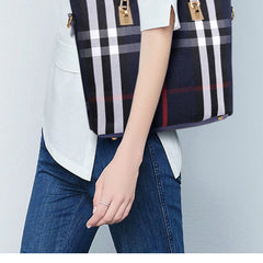 Set 6 Genti din Piele Ecologică, Model Dungi, Albastru