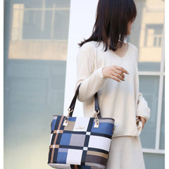 Set 6 Genti din Piele Ecologică, Model Geometric, Albastru