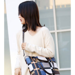 Set 6 Genti din Piele Ecologică, Model Geometric, Albastru