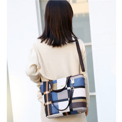 Set 6 Genti din Piele Ecologică, Model Geometric, Albastru