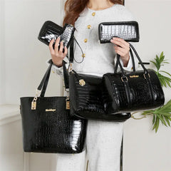 Set 6 Genti Vintage din Piele Ecologică Negru