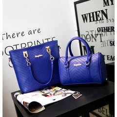 Set 6 Genti din Piele Ecologica, Model Chevron, Albastru