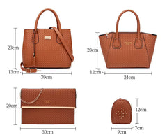 Set 6 Genti Tesătură din Piele Ecologică Maro