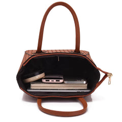 Set 6 Genti Tesătură din Piele Ecologică Maro