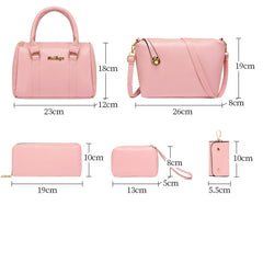 Set 6 Genti din Piele Ecologica, Model Lucios, Roz-pal