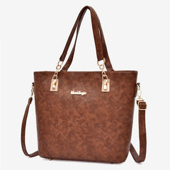 Set 6 Genti din Piele Ecologica, Model Texturat, Maro