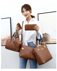 Set 6 Genti din Piele Ecologica, Model Texturat, Maro