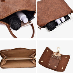 Set 6 Genti din Piele Ecologica, Model Texturat, Maro