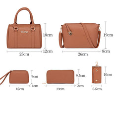 Set 6 Genti din Piele Ecologica, Model Granulat, Cognac