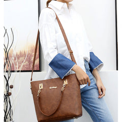 Set 6 Genti din Piele Ecologica, Model Texturat, Maro