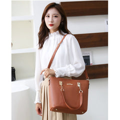 Set 6 Genti din Piele Ecologica, Model Granulat, Cognac