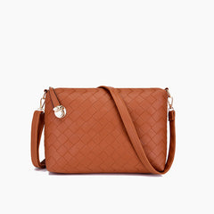 Set 6 Genti din Piele Ecologica, Model Impletit, Cognac