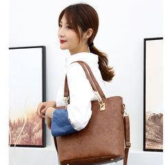 Set 6 Genti din Piele Ecologica, Model Texturat, Maro