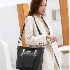 Set 6 Genti din Piele Ecologica, Model Lucios, Negru