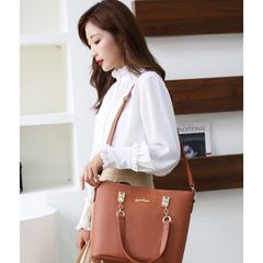 Set 6 Genti din Piele Ecologica, Model Granulat, Cognac