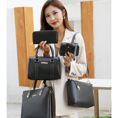 Set 6 Genti din Piele Ecologica, Model Lucios, Negru