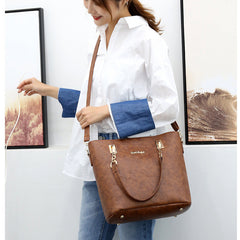 Set 6 Genti din Piele Ecologica, Model Texturat, Maro