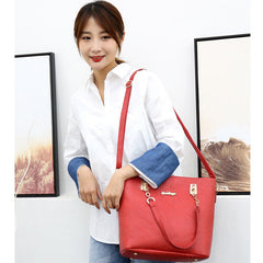 Set 6 Genti din Piele Ecologica, Model Texturat, Rosu