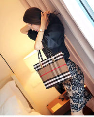 Set 6 Genti din Piele Ecologică, Model Dungi, Maro