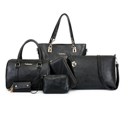 Set 6 Genti Clasice din Piele Ecologică Negru