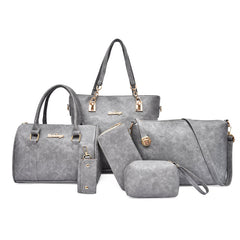 Set 6 Genti din Piele Ecologica, Model Texturat, Gri